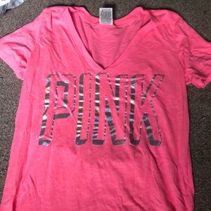love pink v neck tee